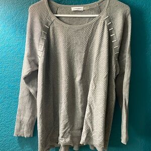Gray Calvin Klein sweater, xl, roomy fit with silver details.